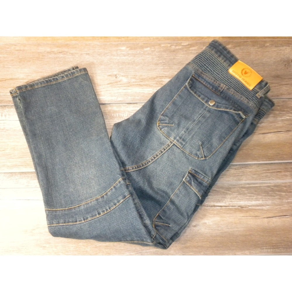 Volero Moto Jeans Womens 36x30 Blue Denim Cargo Motorcycle Biker Chic Protective